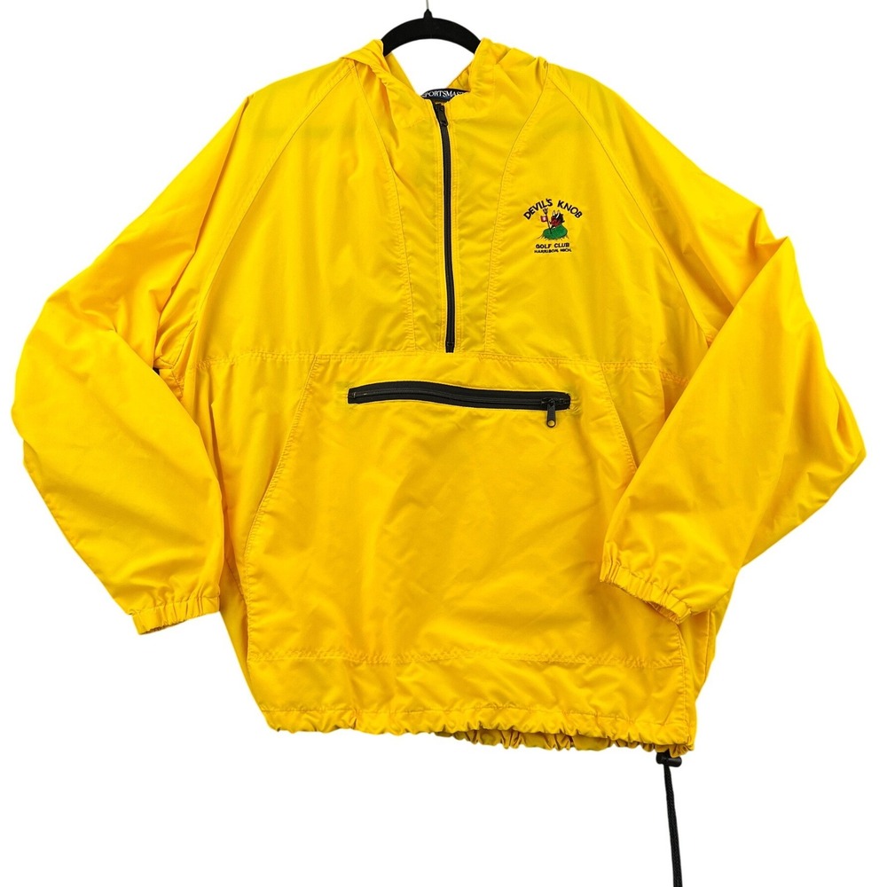 Sportsmaster Mens XL Yellow Devils Knob Golf Club Vintage Windbreaker Anorak USA